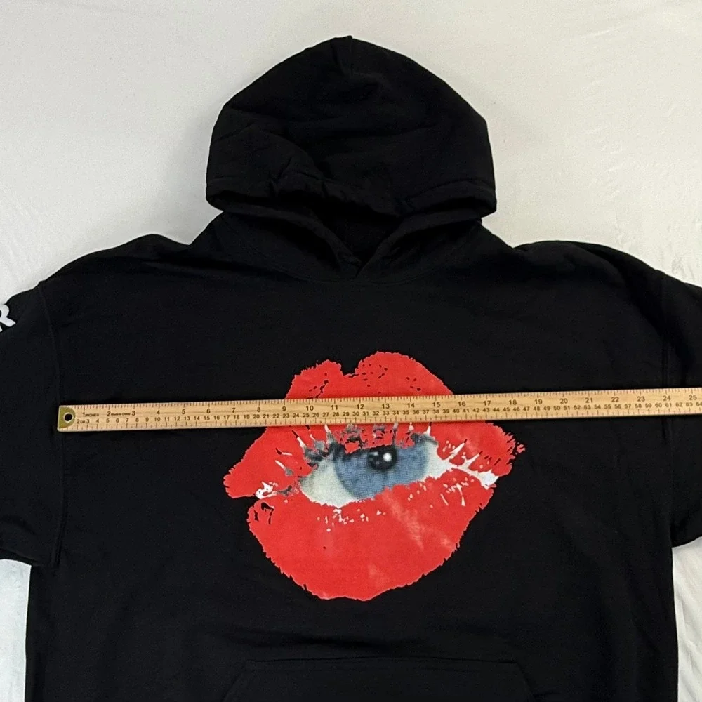 The Kid LAROI Tour 2022 Hoodie Black Eye Lips Graphic Pullover Mens XL
